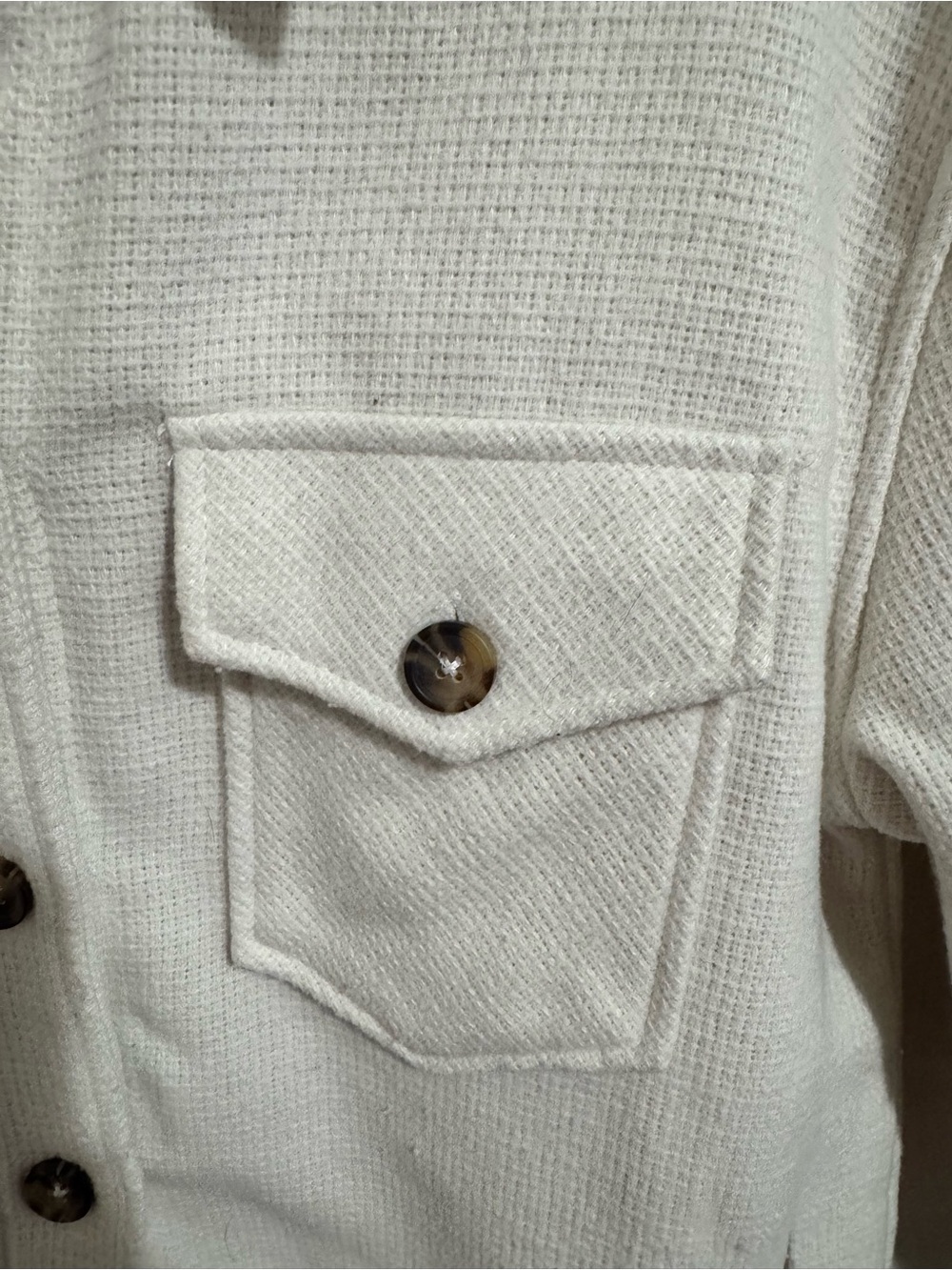 RDI Cream Textured Button Shirt-Jacket/Shacket - Picture 4 of 5